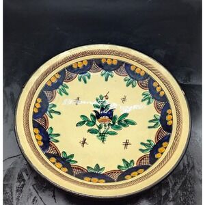 Vintage Steffisburg Swiss Folk Art Redware Bowl Flower Floral 9" Signed